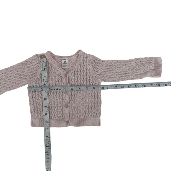 Carter’s Pink Silver Long Sleeve V-Neck Cardigan Sweater Size 18 Months Girl’s - Picture 4 of 5